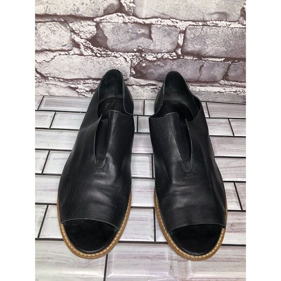 Zero+Maria Cornejo Black Leather Peep Toe Loafer Flats Women’s Sz 39EU/8.5M US - Picture 15 of 16